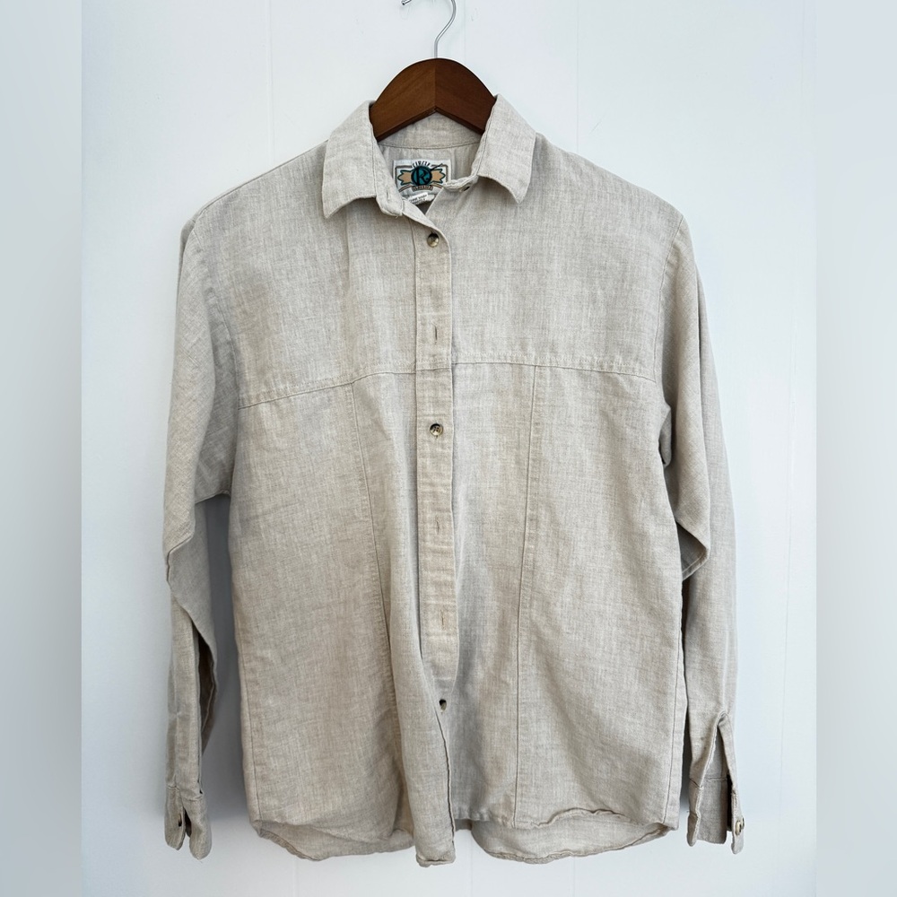 Circle R Classics Lightweight Beige Linen Button-Up Shirt
